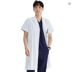 Bata básica blanca personalizable de longitud regular para hombres y mujeres como uniformes de hospital - Product Image 3