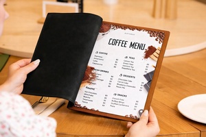 แฟ้มเมนูไม้ขนาดสั่งทำพร้อมห่วงร้อยสำหรับร้านกาแฟ บาร์ และร้านอาหาร - Product Image 3