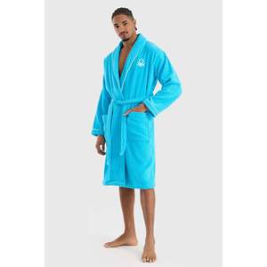 Be-0157-Tu Peignoir 100% coton turquoise - TURQUOISE - Product Image 1