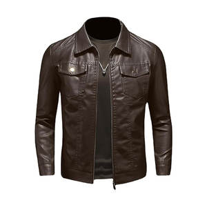 Veste en cuir PU de haute qualité hommes usine directe grande taille fermeture éclair support imperméable à la mode Vintage avant Logo-pour l'hiver - Product Image 1