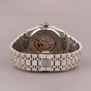 Reloj de Lujo para Hombre en Oro de 18K y Plata de Ley 925 con Diamantes Cultivados en Laboratorio y Moissanita, Estilo Hip Hop, Claridad VVS - Product Image 3