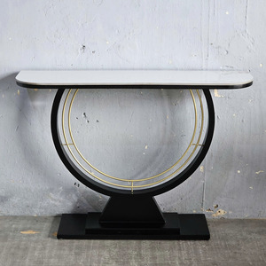CST054 Modern Luxury DIN Console <b>Table</b> with <b>Mirrored</b> Stone Top and Iron Frame for Entry Villa Living Room Hotel Bedroom - Product Image 5