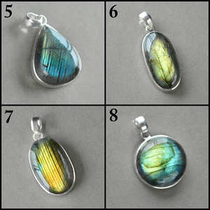 Pendentif en labradorite multi-feu naturelle fait à la main, certifié GIA, cristal bleu, tranche fantaisie, argent allemand, personnalisé, guérison, 42 mm - Product Image 2