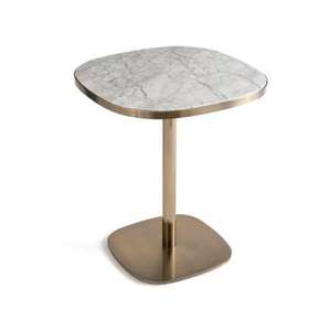 Table de bistrot moderne avec plateau en marbre et structure en fer pour bar à domicile, chambre, atelier, restaurant, hôtel, école, mobilier de salle à manger - Product Image 1