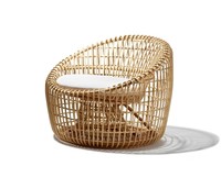 Chaise longue ronde en rotin naturel faite à la main avec coussin Sièges tissés intérieurs et extérieurs pour meubles de maison et salon
