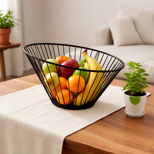 Cesta de Frutas Moderna, Frutero para Encimera de Cocina, Cesta de Frutas para Mesa, Frutero Redondo de Alambre, Cesta de Frutas Abierta de Alambre - Product Image 1