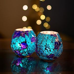 ที่วางโคมไฟชาโมเสกทำมือสำหรับตกแต่งบ้านและโต๊ะโต๊ะกระจกโมเสคสำหรับใส่เทียนโรแมนติก - Product Image 5