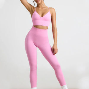 Conjunto único de Yoga para mujer, 2 uds., moda deportiva, cintura elástica, conjunto de Yoga personalizado para Fitness, conjuntos de Yoga para mujer a la venta - Product Image 1