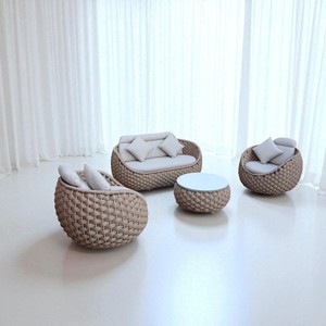 Juego de muebles de mimbre de imitación de ratán polivinílico, asientos de ocio para Patio exterior grande con forma de Luna para jardín o cubierta - Product Image 1