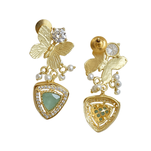 Créoles en laiton plaqué or, vente en gros, zircon, véritable cristal de guérison, polissage élevé, plaqué or, pièce tendance, parfait - Product Image 2