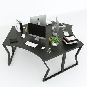 โต๊ะทำงาน 3 ที่นั่งทันสมัย ปรับมุมได้ 120 องศา ขาโลหะ ทำจากไม้ยางพารา - Product Image 1