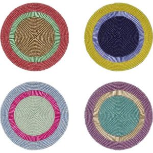 Luxury Exclusive Handmade Beaded Eyes Design 4 Set Embroidery Coaster For Fancy Dining <b>Table</b> Decor fashionable design coaster - Product Image 4