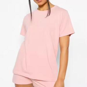 OEM Cotton Custom Logo <b>Leopard</b> Loungewear <b>Short</b> Sleeve T-Shirt <b>Shorts</b> Set 2 Piece Set Clothing Women 2025 Spring Summer - Product Image 1