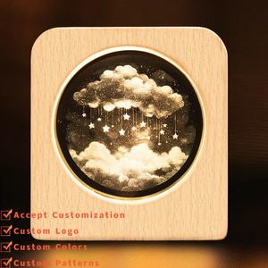 Vente flash 2026 Lampe de <span class=keywords><strong>nuit</strong></span> LED 3D Blanc chaud Lampe en acrylique Lampe photo en cristal Panneaux en bois Bande lumineuse LED pour décoration murale - Product Image 1