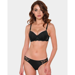Conjunto de sujetador con aros y relleno de microfibra de copa completa, talle medio, con diseño floral y lazo, que incluye estilo de braga de bikini. - Product Image 1