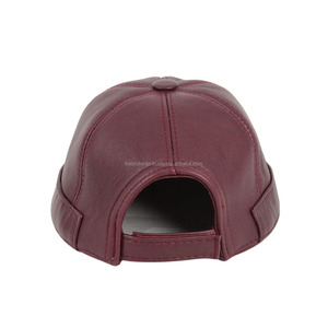 Sombreros de béisbol Borgoña ajustable pescador Beanie Skull hombres Unisex gorros cuero hecho a mano gorra de béisbol - Product Image 5