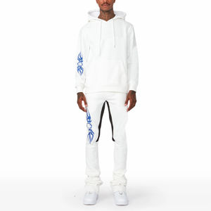 Puff Print Logotipo personalizado Pantalones de chándal acampanados de alta calidad y conjunto con capucha Chándales deportivos Conjunto térmico Jogging Flare Chándal - Product Image 1