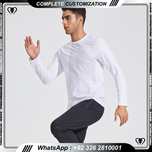 Gran oferta de verano, diseño de logotipo personalizado, impresión lisa, manga elástica, deportes, gimnasio, camiseta de manga larga para hombres - Product Image 6