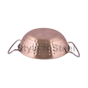 Cuivre martelé Kadai king International Cuivre Acier Indien Bol de service Cuivre Acier inoxydable Mini Plat de service - Product Image 2