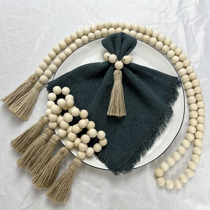 Servilletero con cuentas de madera redondas para bodas y decoraciones para fiestas con servilletero con logotipo personalizado, la mejor oferta - Product Image 1