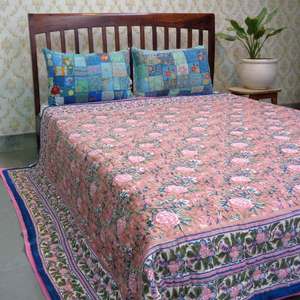 Chất Lượng Tốt Nhất 100% Hữu Cơ Bông Mền Chăn Mới Nhất Xu Hướng Tay Khối In Nữ Hoàng Kích Thước Chăn Trên Bán - Product Image 3