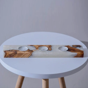 Elegante portavelas de madera y epoxi, regalo único de decoración del hogar para ella para inauguración de la casa y Navidad - Product Image 1