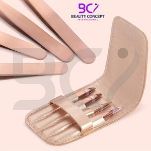 Ensemble de pinces à épiler en acier inoxydable à pointe inclinée personnalisées, durables et de précision pour les sourcils et les poils du visage - Product Image 4