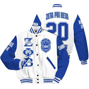 Zeta Phi Beta 1920 Grec Vie Sororité ZPB Bleu Blanc Varsity Letterman Veste Chenille Patch Fondateurs Day Wear - Product Image 3