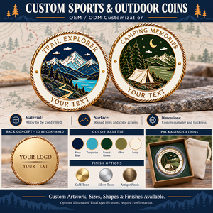 Monedas Conmemorativas Personalizadas para Actividades al Aire Libre con Diseños de Montañismo y Camping para Regalos de Clubes y Recuerdos de Eventos OEM ODM - Product Image 4