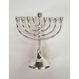 Design attrayant 7 branches en laiton Menorah bougeoir finition dorée candélabre pour Hanoukka et décor à la maison centre de Table - Product Image 6