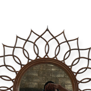 Miroir mural d'intérieur de haute qualité au design traditionnel avec cadre en rotin et bois, vente chaude à des fins décoratives - Product Image 5