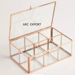 Offre spéciale Coiffeuse classique Top Storage Boc Home Shape Designer Boîte à bijoux en métal en verre transparent aux prix de gros - Product Image 6