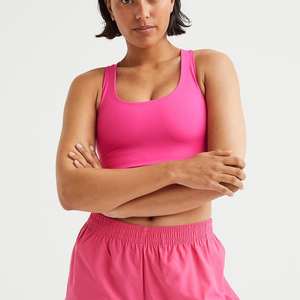 High Impact Unified Micro <b>Bandeau</b> Black <b>Sports</b> <b>Bra</b> Strapless Design Cutout Back Feminine Quick Dry Comfortable Gym <b>Bra</b> for Women - Product Image 3