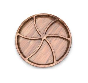 Plateau de service divisé en 4 sections en bois d'acacia, forme de feuille, plateau à collation - Product Image 3