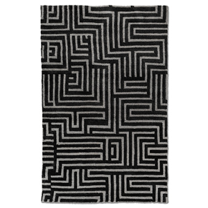 Aprezo <b>Boho</b> Style Hand Knotted Acrylic <b>Rug</b> Aiar-3015 Grey Black Geometric Abstract Pattern for Home Living Rectangle Hallway - Product Image 1