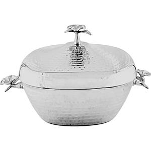Casseroles au design contemporain moderne style martelé Hotpot en acier avec couvercle et bouton en forme de fleur et poignée pour mariage - Product Image 1