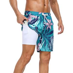 Short de bain personnalisé 5 ''pour homme 2 en 1 short de bain de gymnastique extensible dans les 4 sens short de plage d'été pour homme de performance de course à pied - Product Image 1