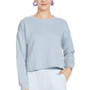Sweat-shirt pour femme à manches longues, léger, de qualité supérieure, imprimé, automne-hiver, séchage rapide, col rond, 100% coton, doublé, OEM - Product Image 1