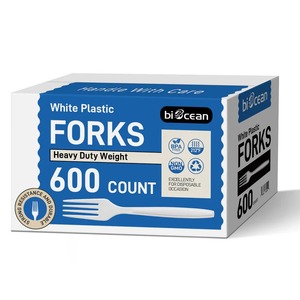 Fourchette en plastique blanche robuste de 7.4 po Biocean-600/paquet - Product Image 1