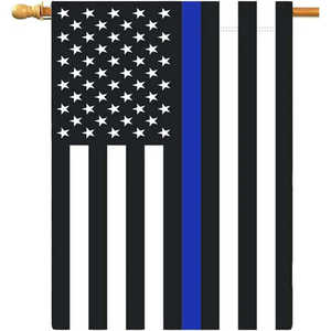 Paquete de 2 Banderas de Jardín con Línea Azul y Bandera Estadounidense - Banderas de Doble Cara de 12.5 x 18 Pulgadas para Homenajear a los Oficiales de Seguridad - Product Image 3