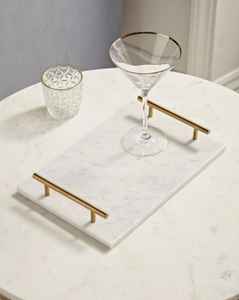 Customized Size Marble Serving <b>Tray</b> with Handle for Bathroom Decoration Jewellery Display and Serving Rectangle <b>Tray</b> - Product Image 2