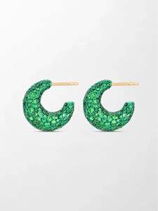 Pendientes de Tsavorita Verde Jardín de 5.85 Ct con 465 Piedras Naturales, Pavé de Gemas, Oro Amarillo de 14K, Cobertura Completa Lujosa - Product Image 3