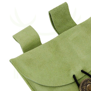 Imra Impex, bolsa de cuero de ante verde personalizable, hecha a mano, bolso de cinturón renacentista Medieval, cierre de botón de latón, artesanías de cuero - Product Image 2