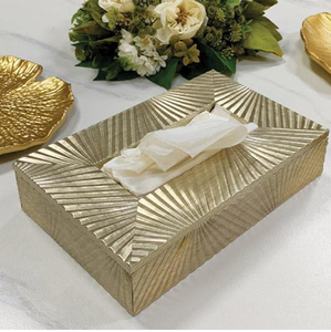 Boîtes porte-mouchoirs en métal à rayures dorées pour table à manger de cuisine, nouveau porte-serviettes aux prix de gros - Product Image 1