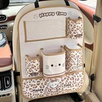 Organisateur de siège auto en cuir, motif dessin animé mignon, pliable, avec plateau, étanche, 5 compartiments, motif personnalisé, vente en gros