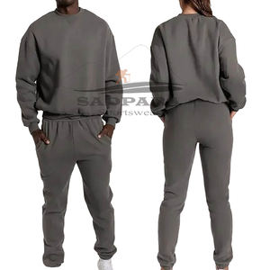 Conjunto de chándal liso de dos piezas de algodón personalizado para hombre, Sudadera ligera y pantalones de chándal con moda de calle sostenible - Product Image 5