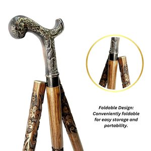 Bâton de marche en bois 36 ''manche incurvé en laiton nouveauté cadeau pour hommes femmes décoratif à collectionner support de marche pour - Product Image 3