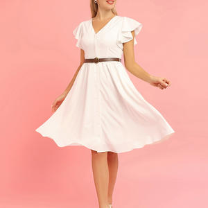 OEM Button-Up con cintura scollo a v elastico <span class=keywords><strong>in</strong></span> vita abiti Vintage da <span class=keywords><strong>donna</strong></span> Retro 1950S 60S manica corta - Product Image 5