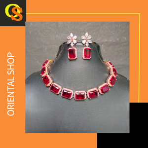 Conjunto de pendientes de collar chapados en oro de 22 quilates de grado premium con piedra natural, conjunto de joyería de collar diseñado a la moda - Product Image 5