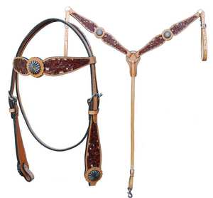 ชุดบังเหียนม้าหนัง DD ดีไซน์ใหม่พร้อมปกหน้าอกและบังเหียนหนังขี่ม้าแบบตะวันตก - Product Image 3